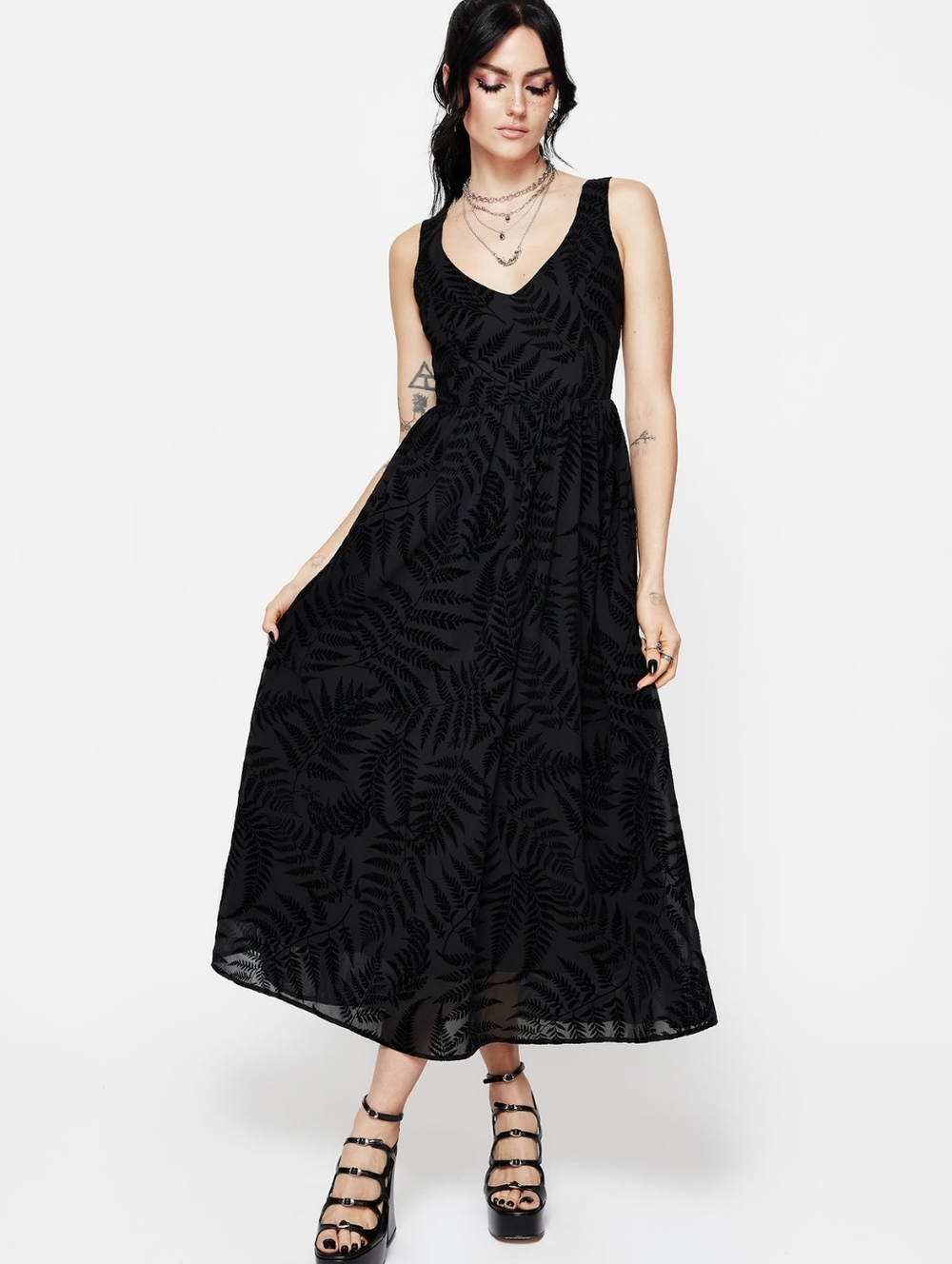 Disturbia Lunafern Cami Fern Printed Midaxi Dress Size 8